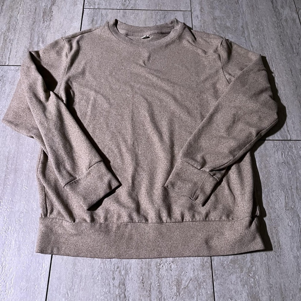 Uniqlo Shirt Womens XS Beige Knit Long Sleeve Crewneck Basic Top Pullover Tee